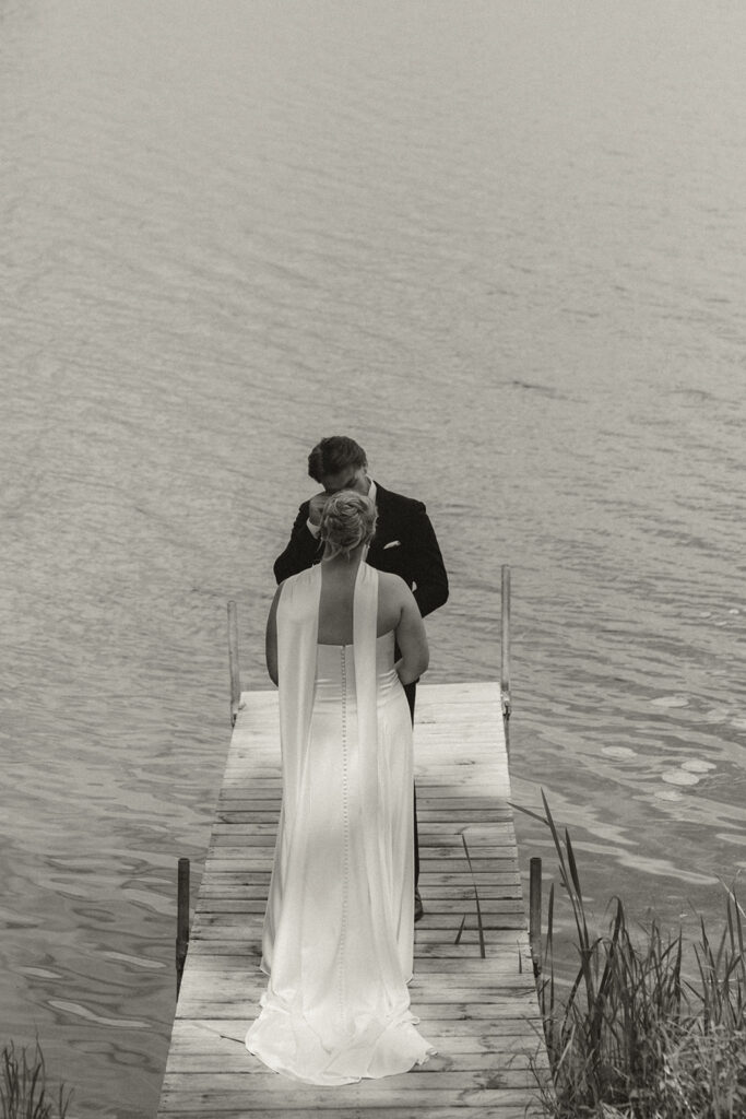 Timeless wedding photos of bride and groom exchanging private vows. 