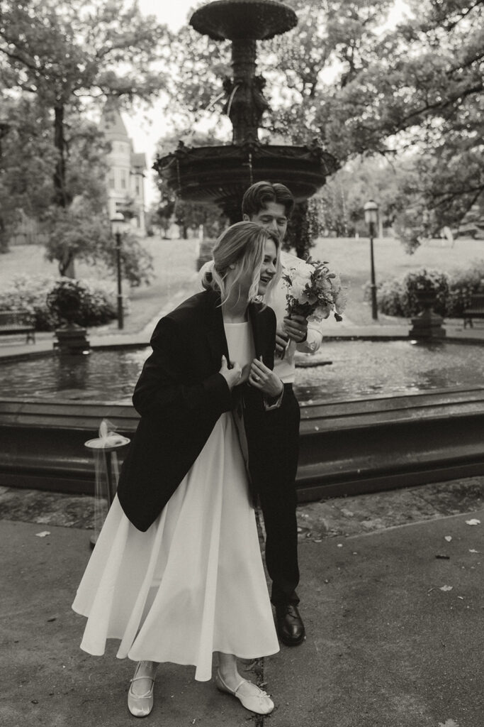 Bride leans into FaceTime with her family