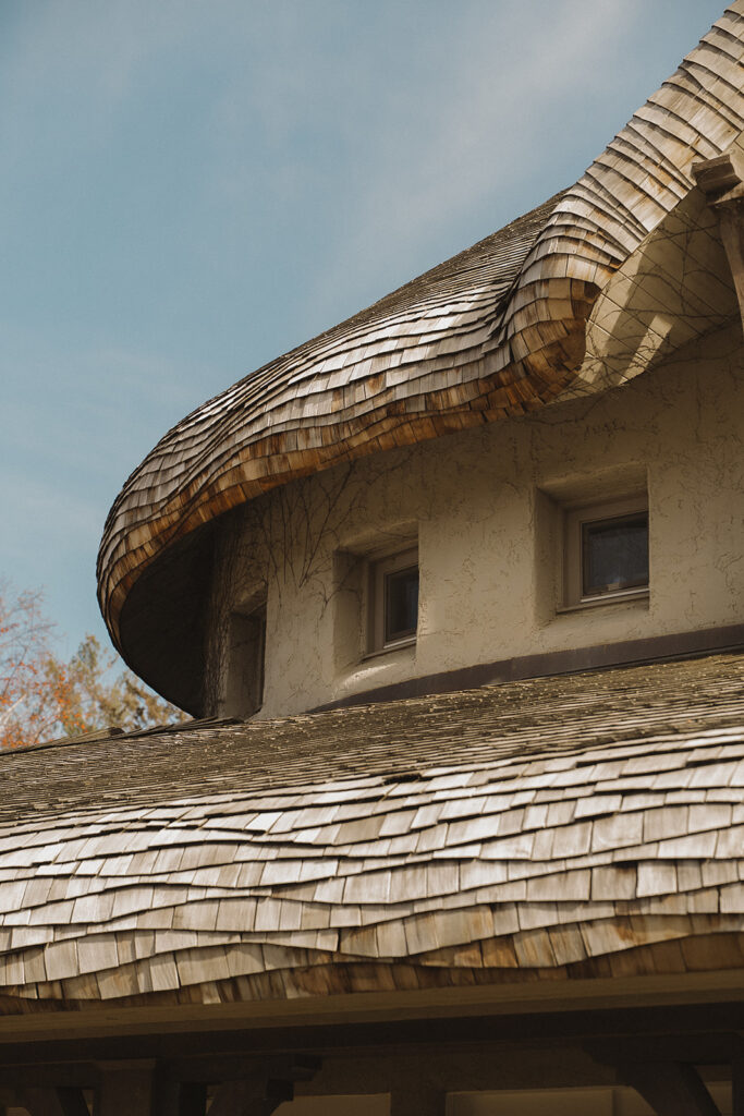 Funky shingles on roof of Edward Anne Estate